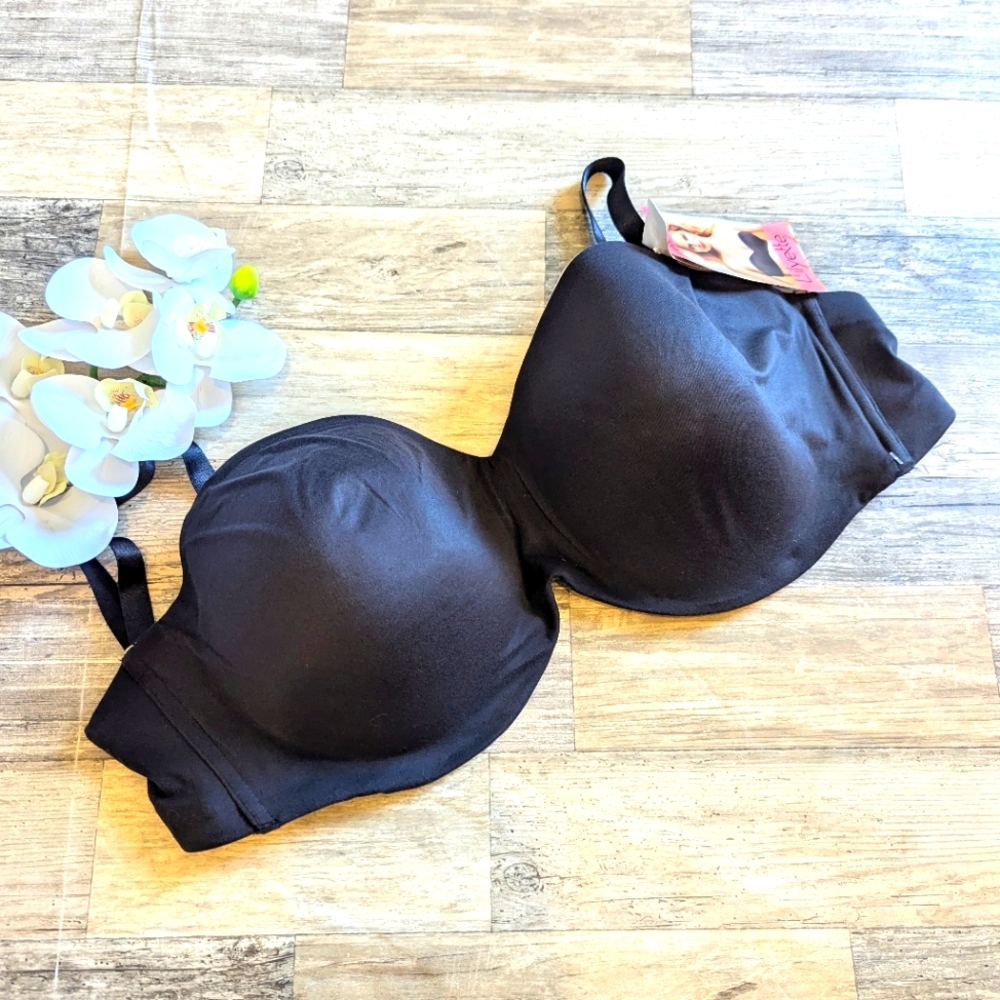 Bali lilyette black slight pushup strapless convertible bra 42DD NWT